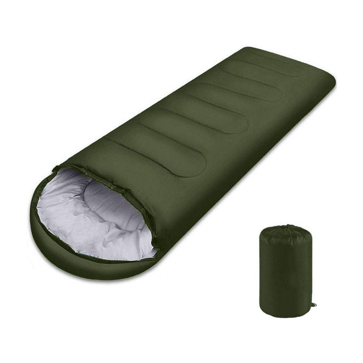 Sobre de Dormir con Capucha Saco de 2 M Aislante Para Camping Color Verde 