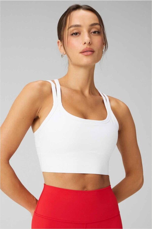 Bra Principal Longline Medium Impact Sports Mujer Classic White