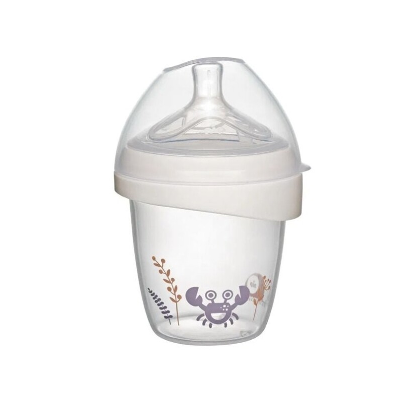 Biberón NIP First Moments 150 ml, Cuello Ancho, Flujo Lento NIP FIRST MOMENTS BIBERÓN CUELLO ANCHO 150ML, DISEÑO: CANGREJO, TETINA DE SILICONA Y CUELLO ANCHO REDONDO, EDAD 0M+, TAMAÑO ORIF