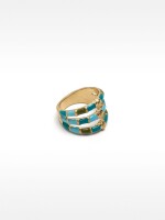 Anillo Efecto Triple Con Esmaltado multicolor