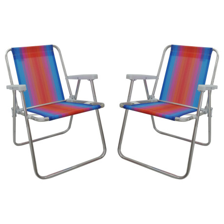 Set X2 Reposeras Sillas Alta Plegables Aluminio Conforto Mor Celeste/naranja