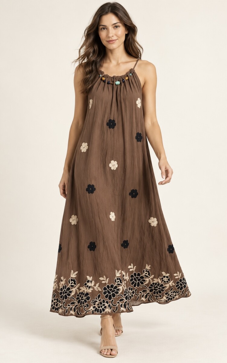 VESTIDO PERLA - Marrón 