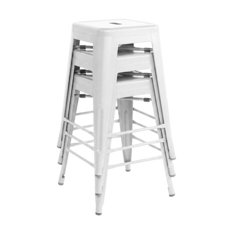 Butaca Taburete Alta Metálica Tolix Puppets Cocina Blanco