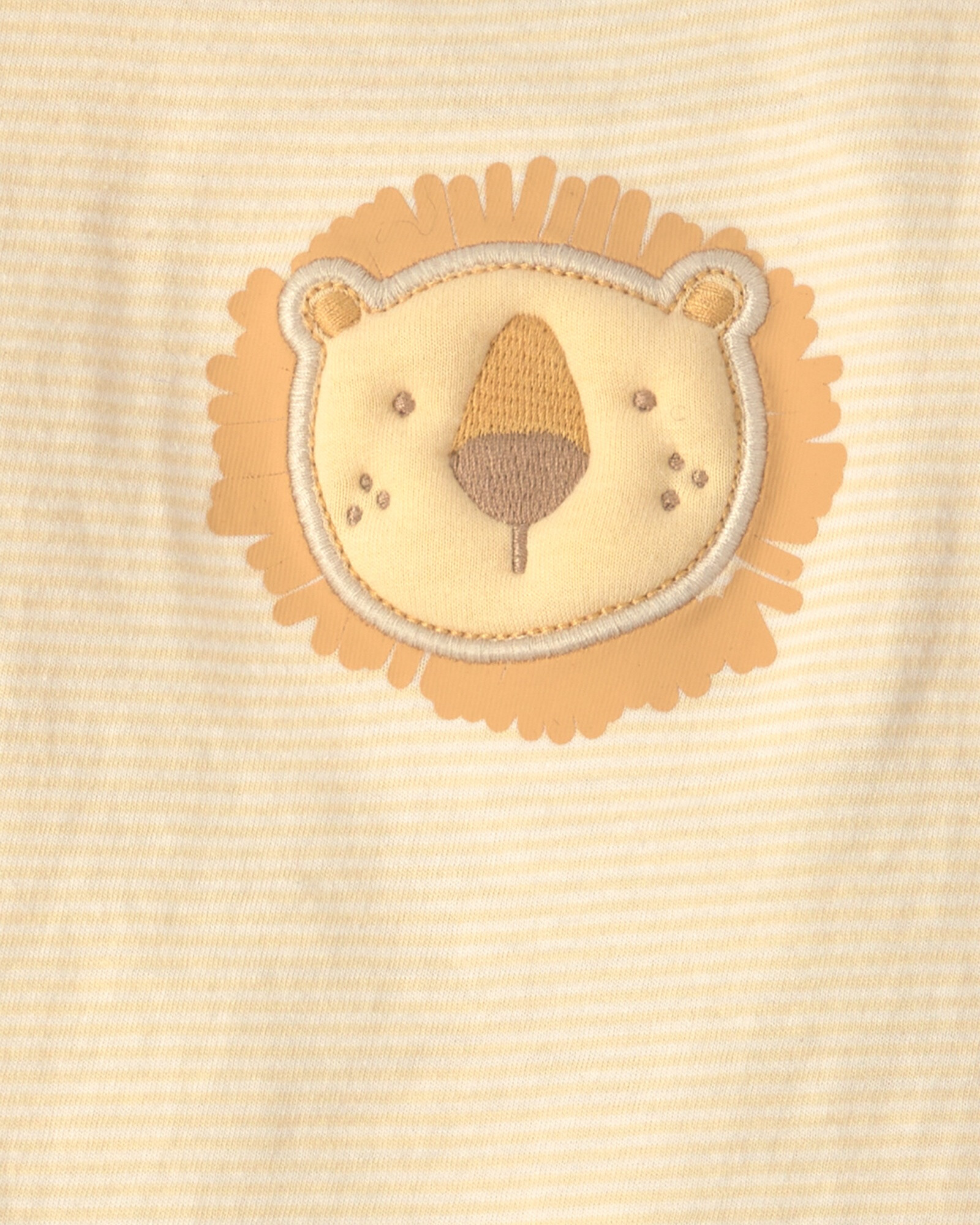 Set tres piezas de algodón, pantalón, remera y babero, marrón y amarillo, diseño leones Sin color