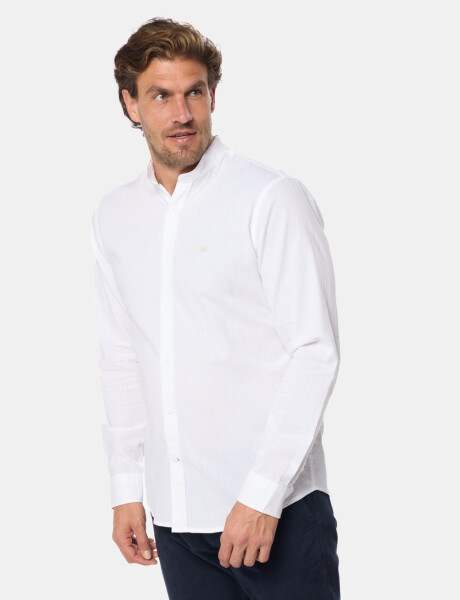 CAMISA DE LINO CUELLO MAO Blanco