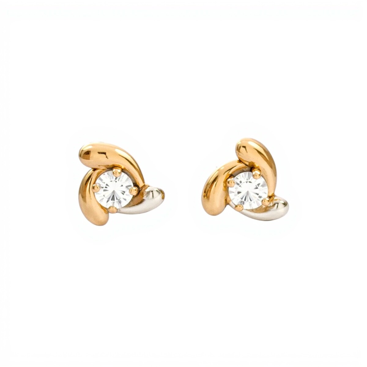 Caravanas Solitario ondas de oro - Oro bajo - Zirconia- CA8162 - sinpiedra 