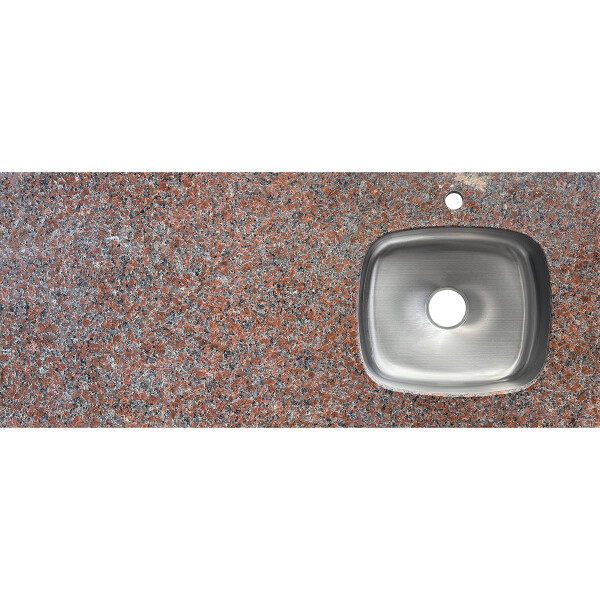 MESADA DE GRANITO RED BRASILIA CON PILETA DERECHA Y CON HUECO PARA GRIFERÍA / 122X52 CM Mesada De Granito Red Brasilia Con Pileta Derecha Y Con Hueco Para Grifería / 122x52 Cm