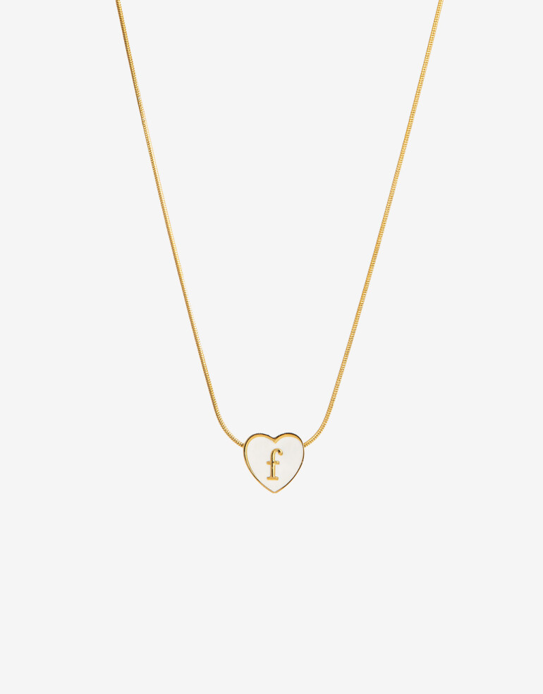 Cadena Corta con Dije Piedras Cadena De Acero Dije Inicial F - Dorado