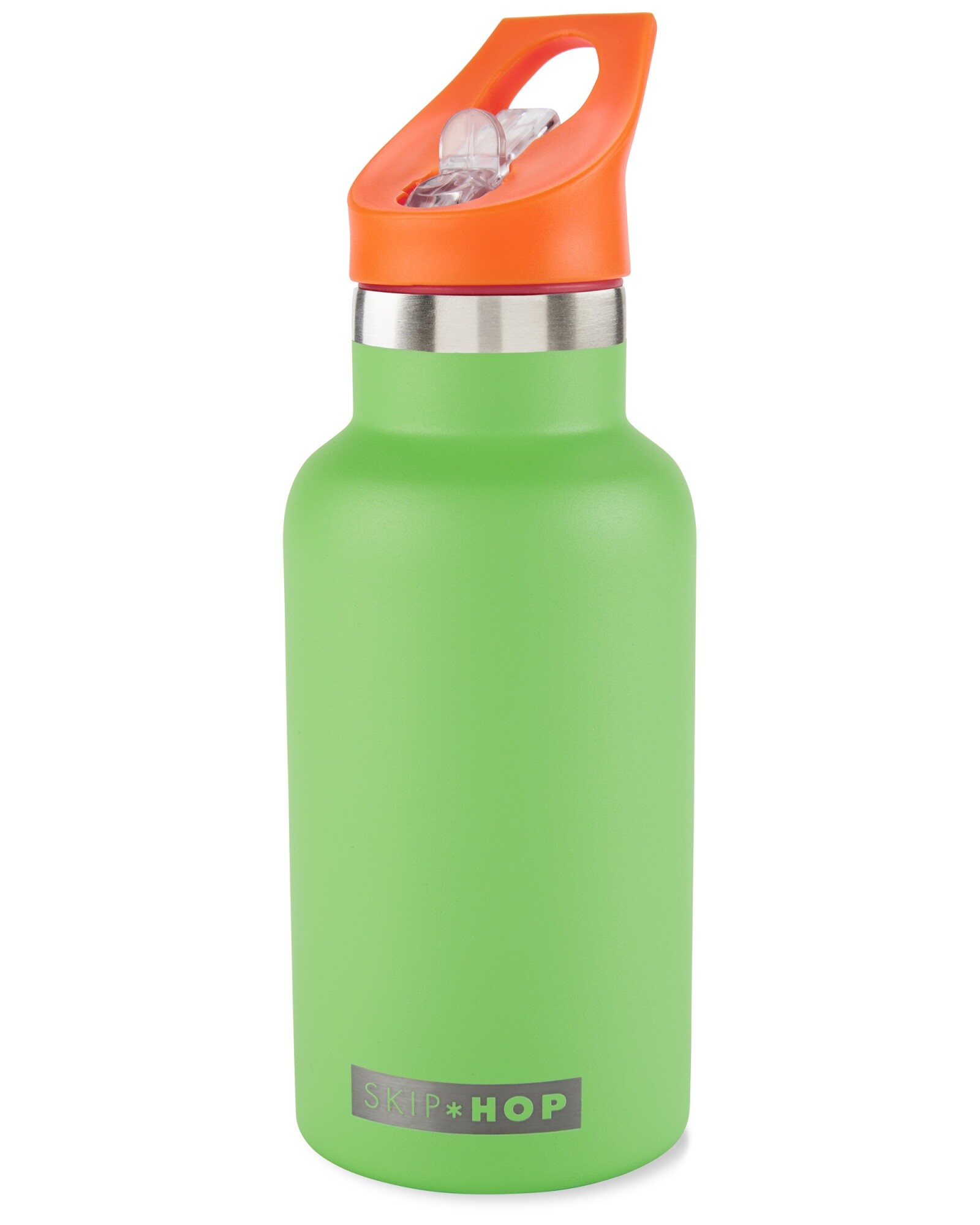 Botella de acero inoxidable con sorbito y stickers, verde Sin color