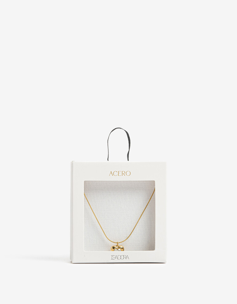 Cadena Corta con Dije Strass Collar De Acero Con Cubic - Dorado