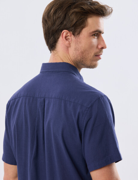 CAMISA LISA DE LINO Azul