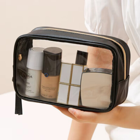 Neceser transparente con cierre grande Negro