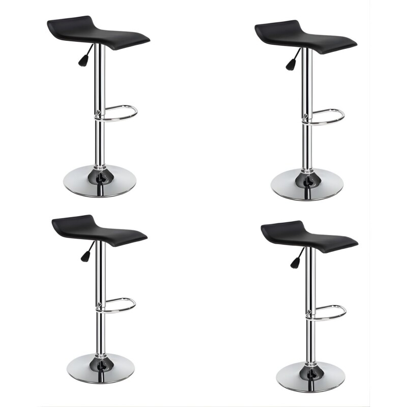 Taburete Kira Pack 4 unidades Rectangular Para Bar Diseño Moderno Negro