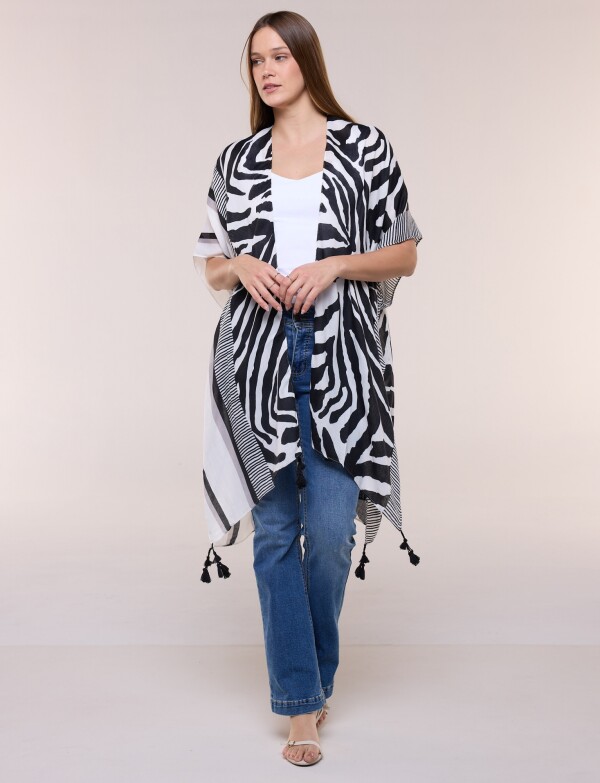 Kimono Animal Print NEGRO/BLANCO
