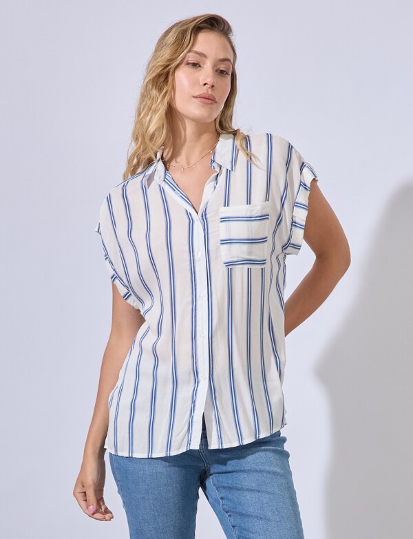 Camisa Stripes BLANCO/AZUL