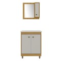 MUEBLE DE BAÑO 60 CM CON MESADA Y ESPEJO - MIEL/FUME MUEBLE DE BAÑO 60 CM CON MESADA Y ESPEJO - MIEL/FUME