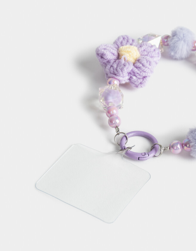 Accesorios De Celular Varios Accesorios Celular Strap De Mostacillas Y Charm De Crochet - Violeta Lila