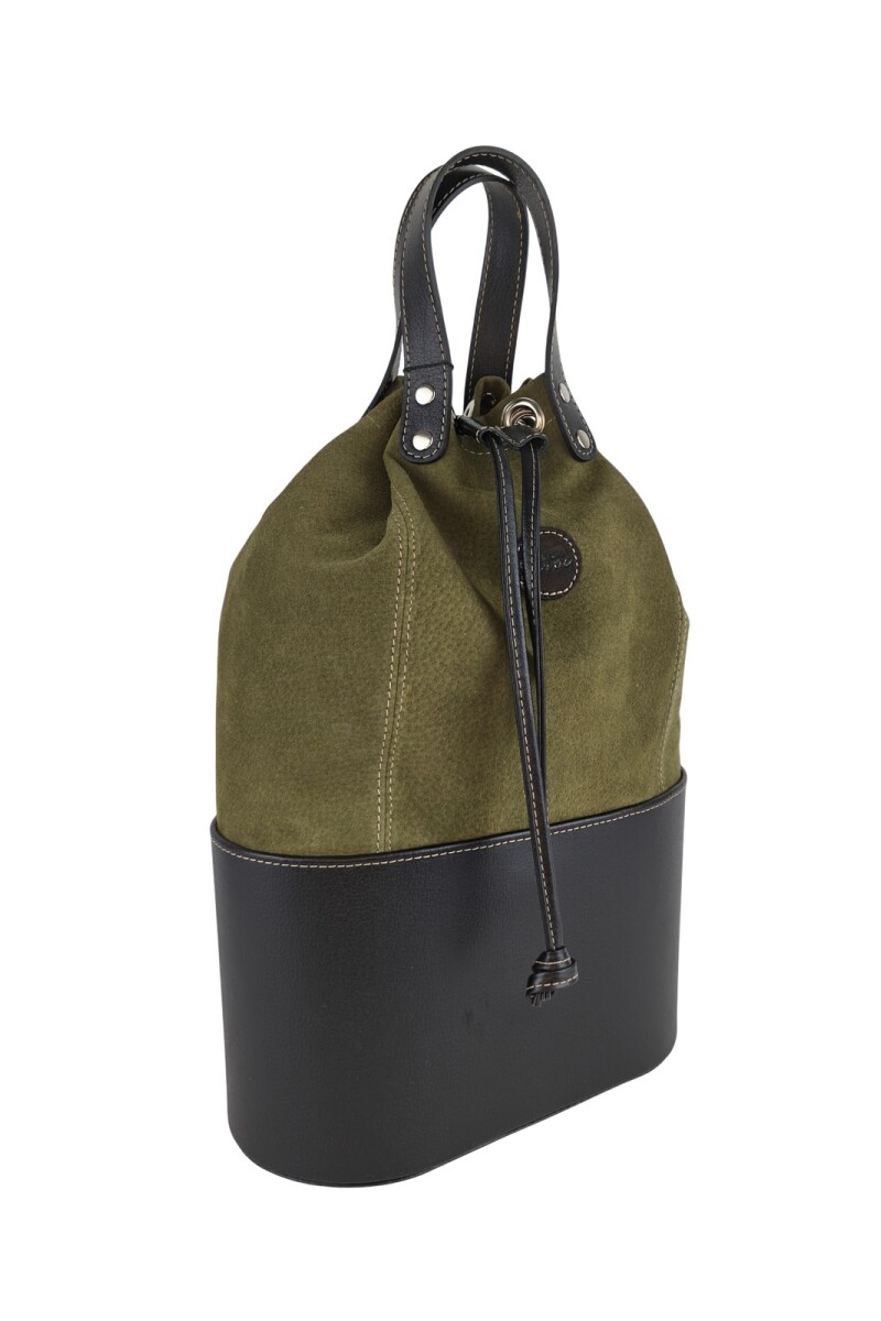 Matera bolso con división en cuero Verde