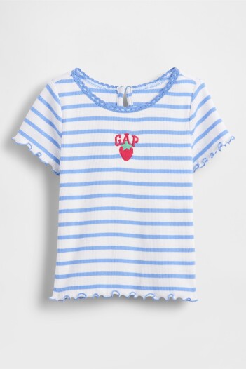 Remera Logo Gap Rib Toddler Niña Shirting Blue
