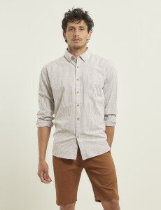 012503 CAMISA HARRINGTON LABEL Kaki / Blanco