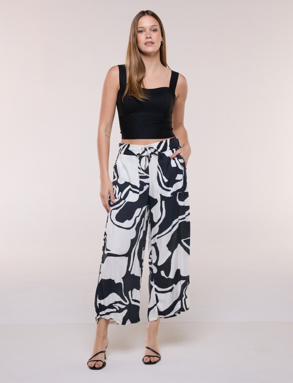 Pantalón Holgado Pull On Con Cordón NEGRO/CRUDO