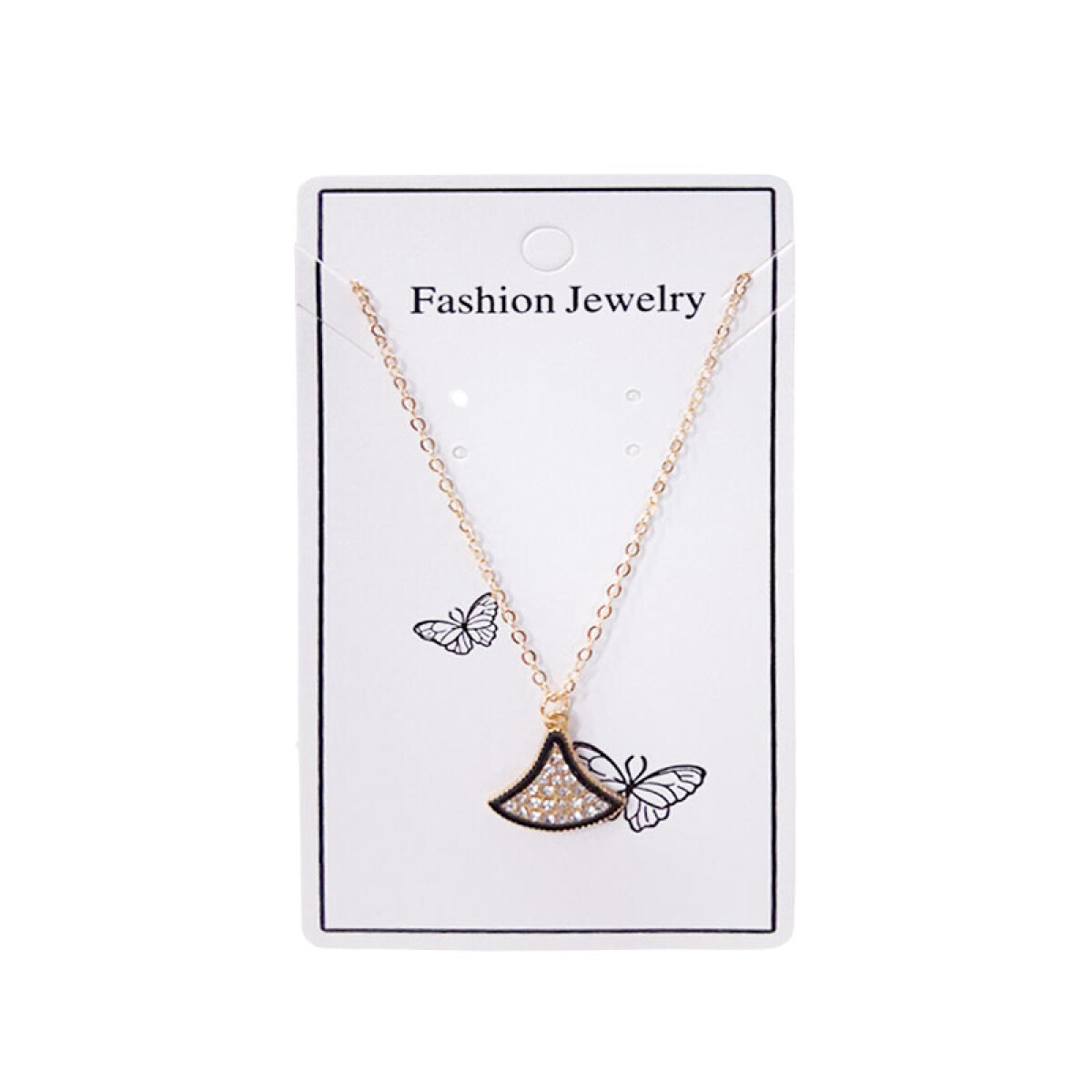 Collar dorado colgante abanico - Collar Dorado Colgante Abanico 