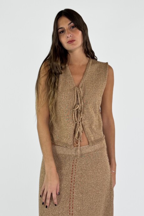 CHALECO TEJIDO EN LINO FILIPA Camel