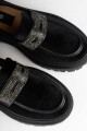 Mocasín de gamuza combinado Negro