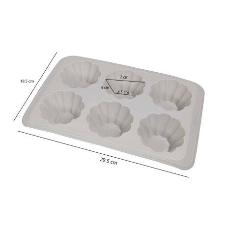 Molde de Silicona para 6 Muffins Cupcakes Antiadherente Gris