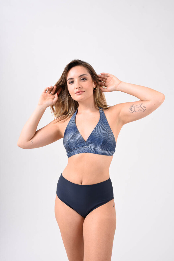 Bikini Marilyn con Bikini Alta Gris/Azul