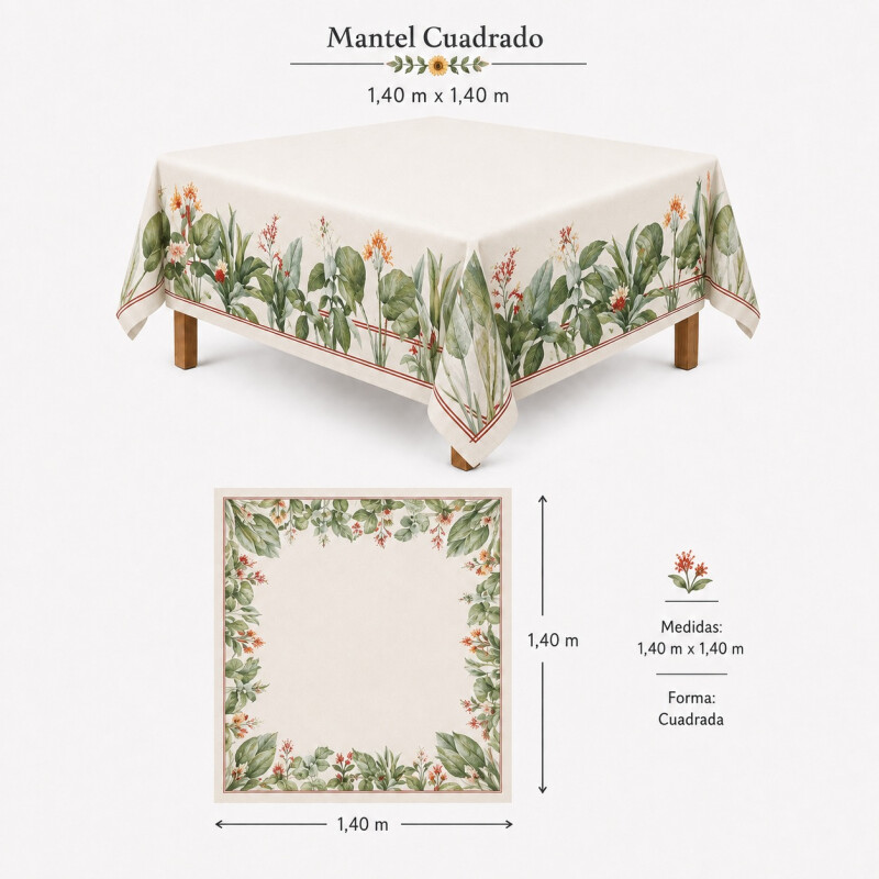 Mantel Cuadrado Karsten 100% Algodón 1.40x1.40cm Carmenia