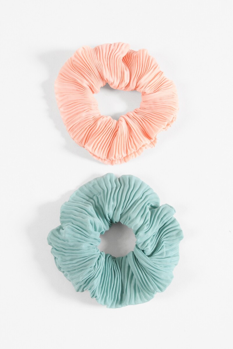 Set gomitas scrunchies plisadas multicolor