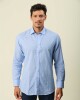 Camisa Lino Algodón Manga Larga Celeste