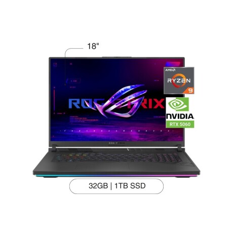 Notebook ASUS Rog Strix G18 18' 2,5K 1TB / 32GB Ryzen 9-8940HX RTX5060 Notebook ASUS Rog Strix G18 18' 2,5K 1TB / 32GB Ryzen 9-8940HX RTX5060