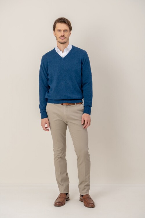 Sweater V neck Azul piedra