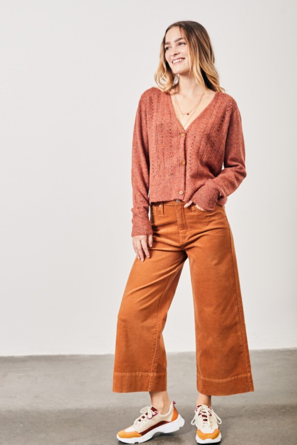 Cardigan Calados Rojo Melange