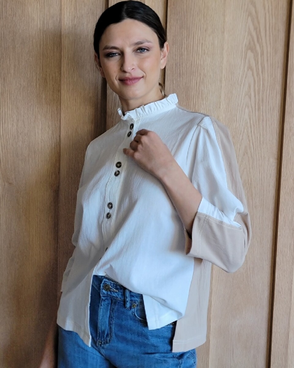 Camisa Carlotta 2.0 - Combinada crudo beige 