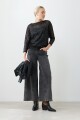 Blusa lentejuelas manga dollman negro
