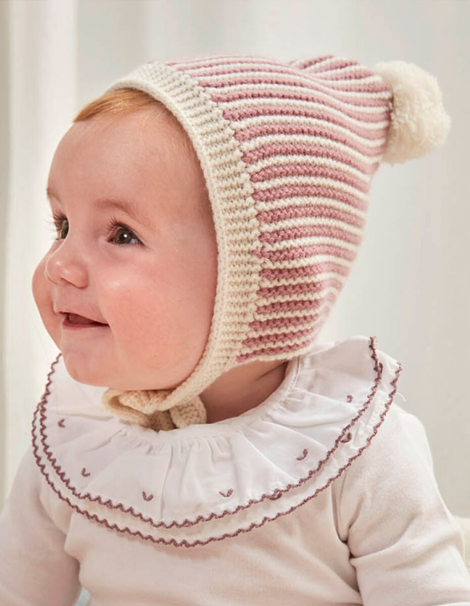 Gorro De Rayas Con Pompon - Lila 