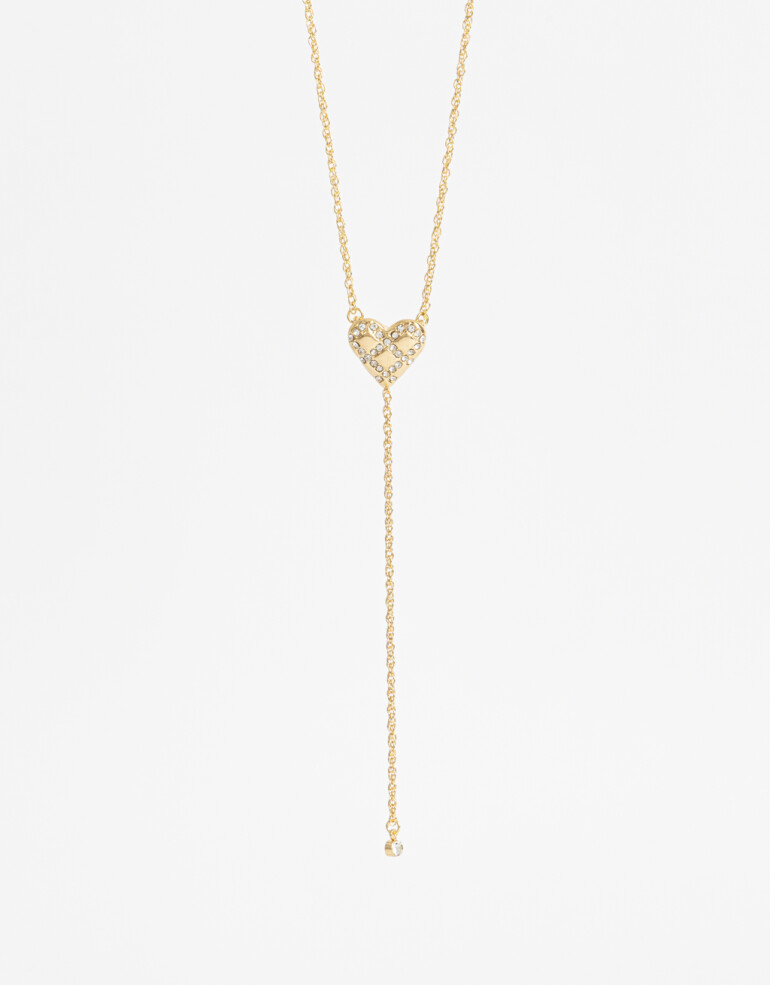 Collares Largos Strass Collar Largo Corazón - Dorado