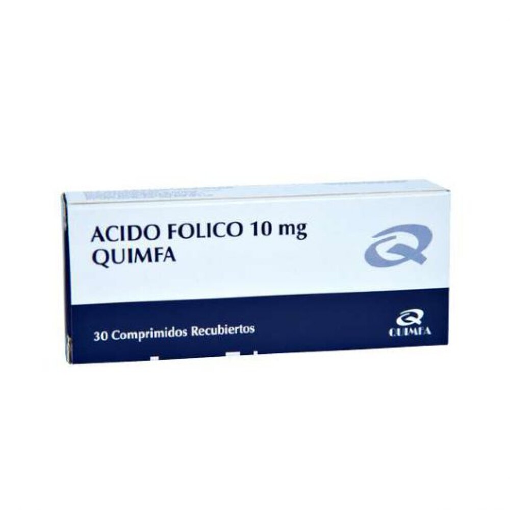 ACIDO FOLICO 10 MG. QUIMFA CJ X 30 COMP. única