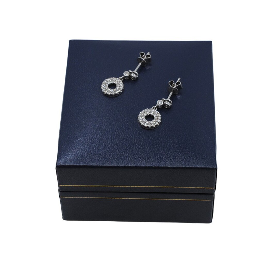 Caravanas En Oro 18K Blanco Y Brillantes Caravanas En Oro 18K Blanco Y Brillantes