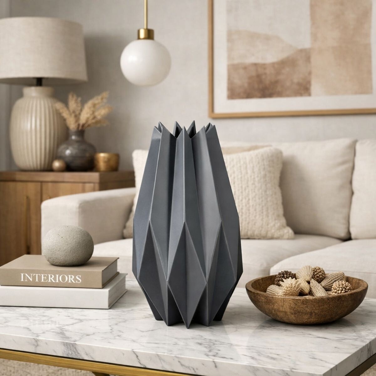DECORACION ORIGAMI Gris Large 
