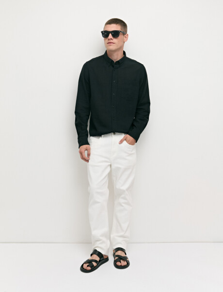 011665 CAMISA DE LINO HARRINGTON LABEL Negro