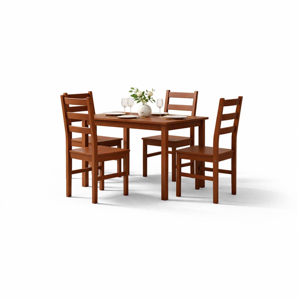 Juego De Comedor Economico 4 Sillas Cera Oscuro 