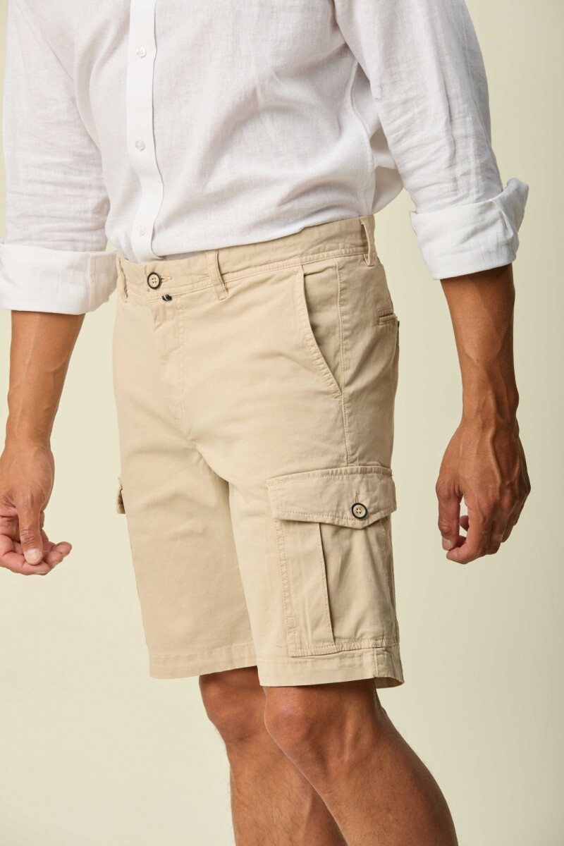 Bermuda Cargo Algodón - Beige 