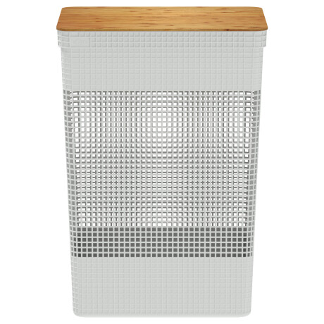 CESTA C/TAPA BAMBÚ PLASTICO-RECICLADO BLANCO GRID 49L