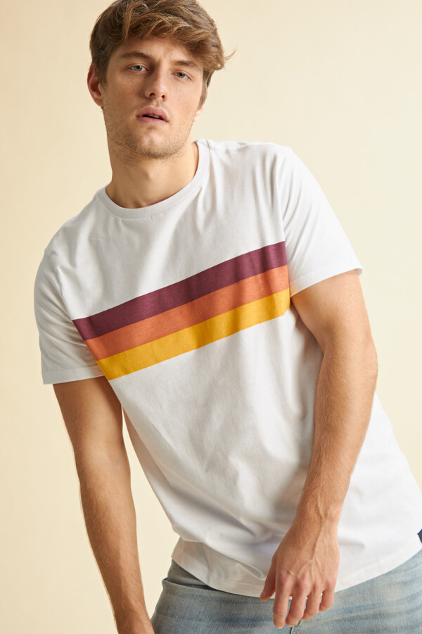 Remera con rayas Blanca