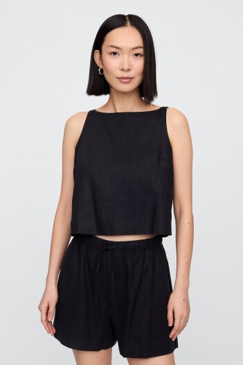 Musculosa De Lino Leopardo Mujer Black 1