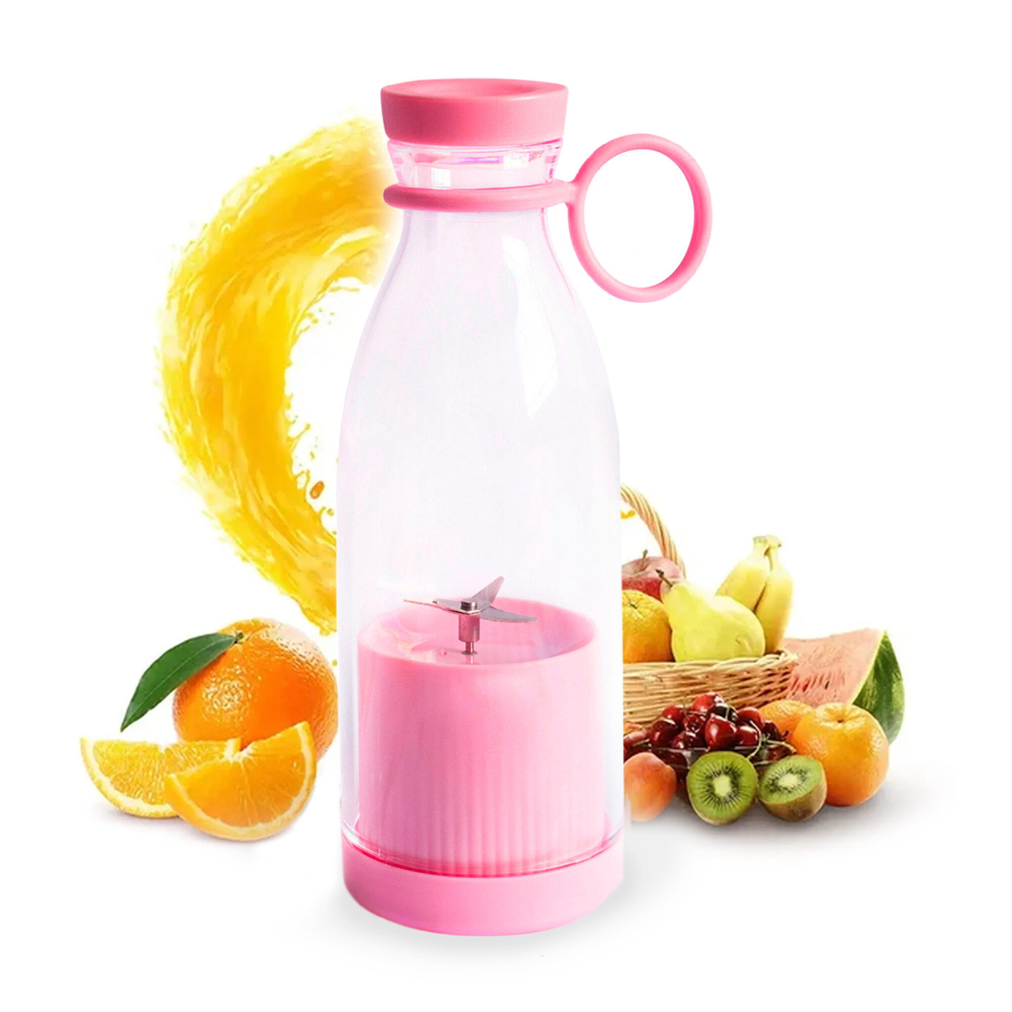 Licuadora Portatil Recargable Botella Con Agarre Usb Jugo Variante Color Rosa Atrix